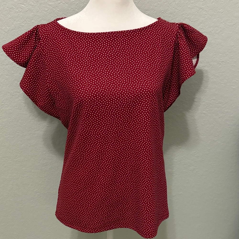 Ann Taylor Factory Red Polka Dot Blouse